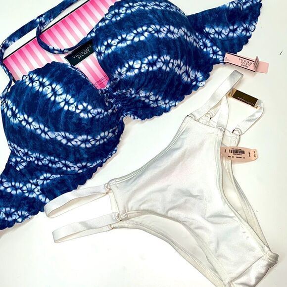 🔥🏖VICTORIA SECRET  swimsuit  top 36DD push-up  no padded bottom- large New #15 - Picture 1 of 7